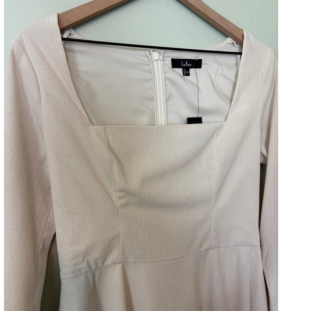 Lulu's New Daily Affection Beige Corduroy Mini Dress Medium - Picture 3 of 9